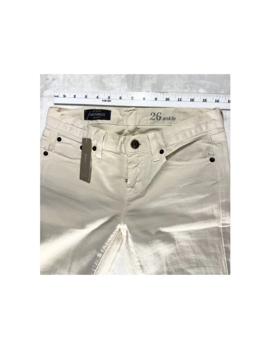 J.Crew Toothpick Ankle Jeans Ivory Size 26 NWT Quiet Luxury
